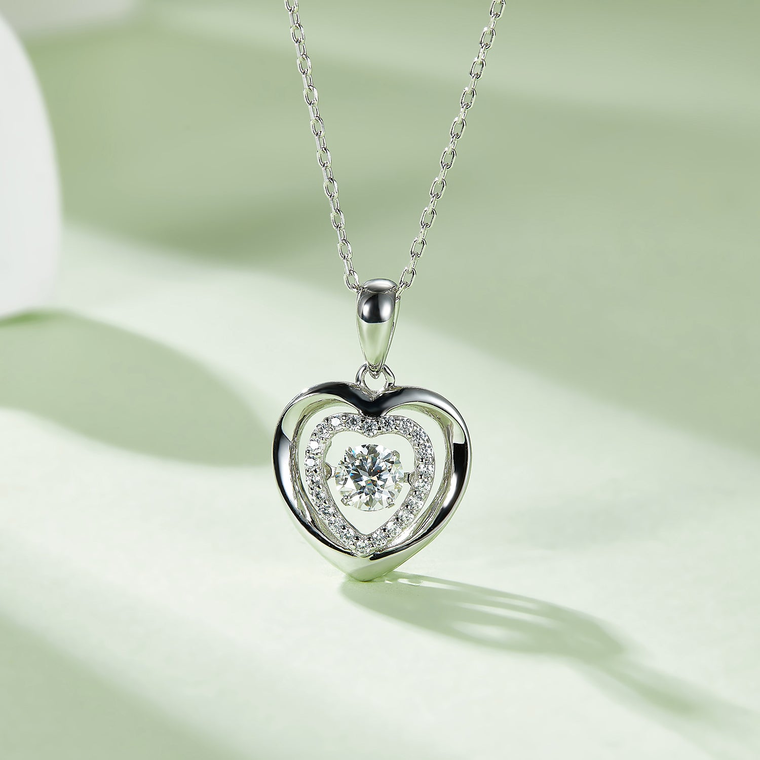 Moissanite 925 Sterling Silver Heart Necklace Silver One Size
