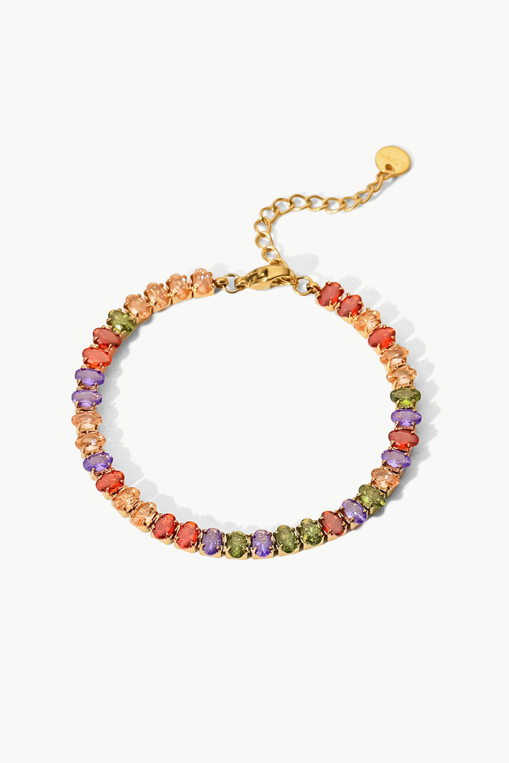 18K Gold Plated Multicolored Zircon Bracelet Multi One Size