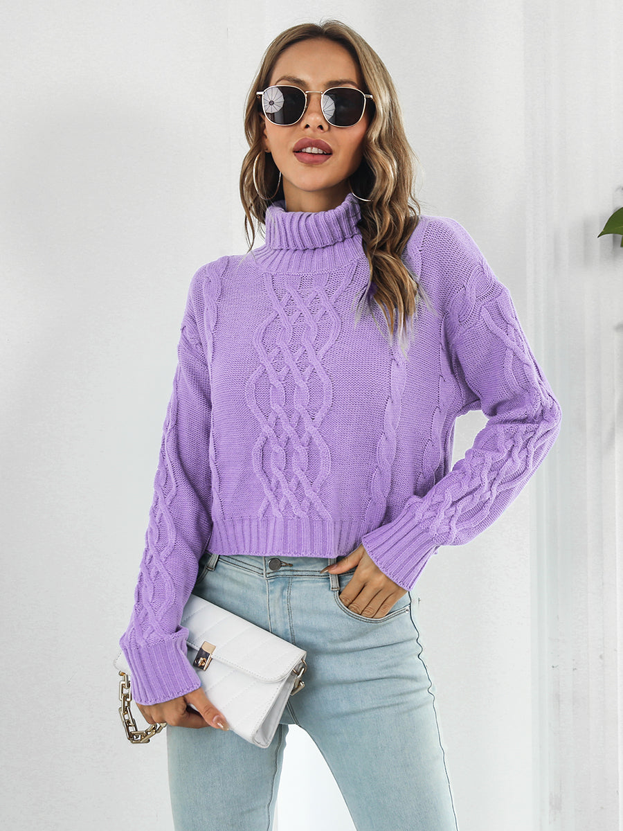 Turtleneck Dropped Shoulder Sweater Lilac