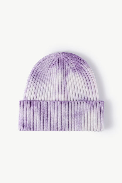 Tie-Dye Ribbed Cuffed Beanie Purple One Size