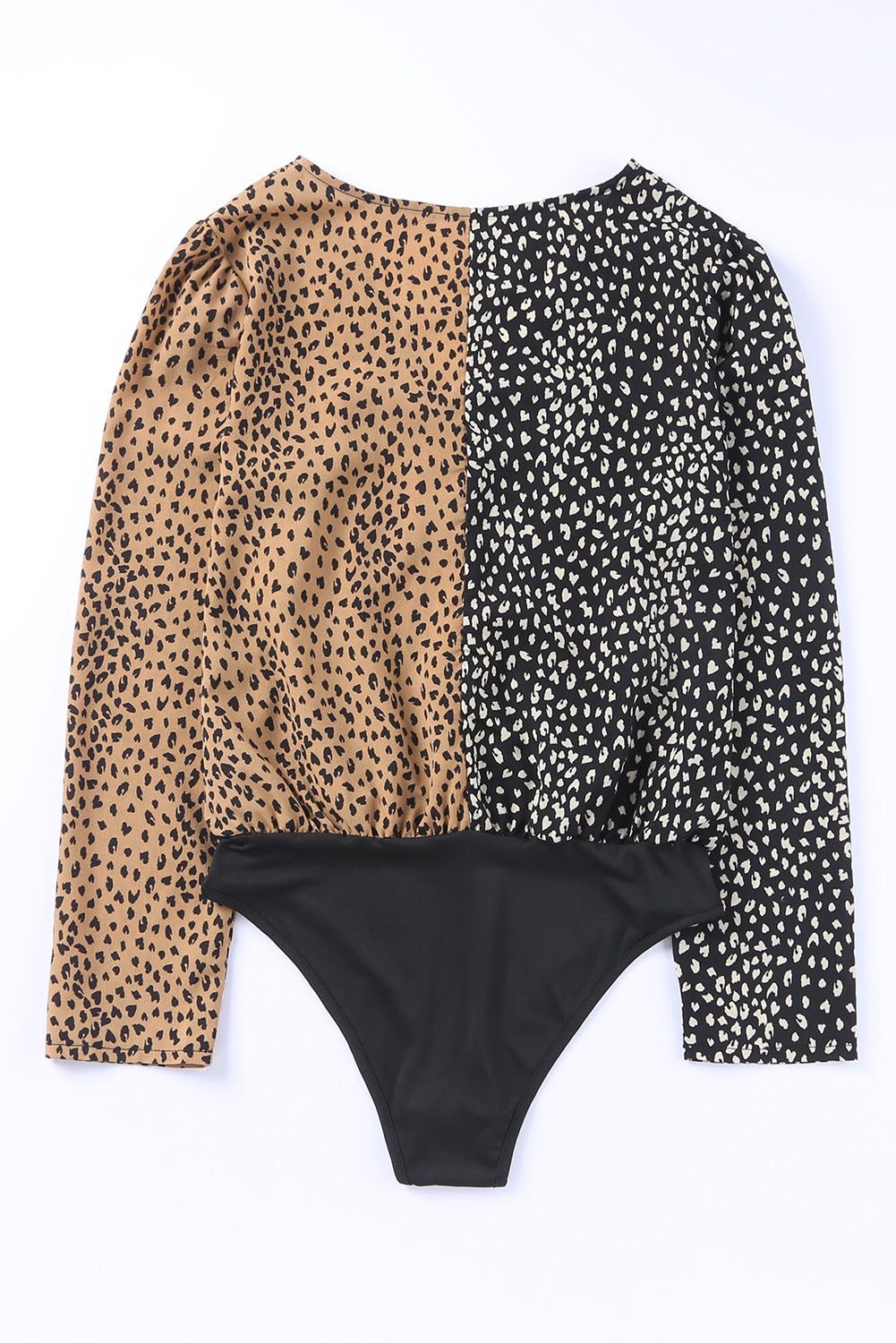 Leopard Surplice Neck Long Sleeve Bodysuit - Thandynie