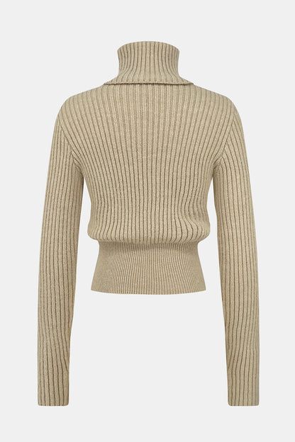 Ribbed Turtleneck Long Sleeve Sweater