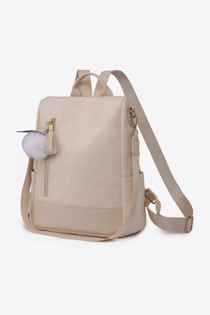 Pum-Pum Zipper Backpack Beige One Size