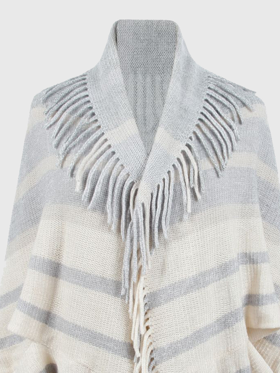 Fringe Detail Open Front Poncho - Thandynie