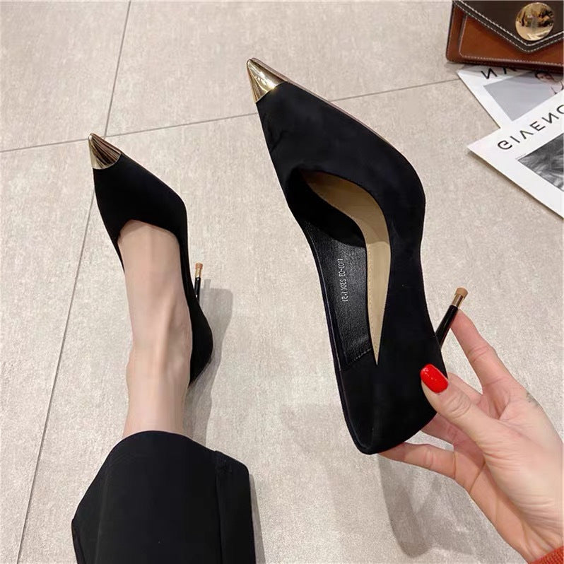 Ladies Plaid Pointed Toe Stiletto Pumps Black