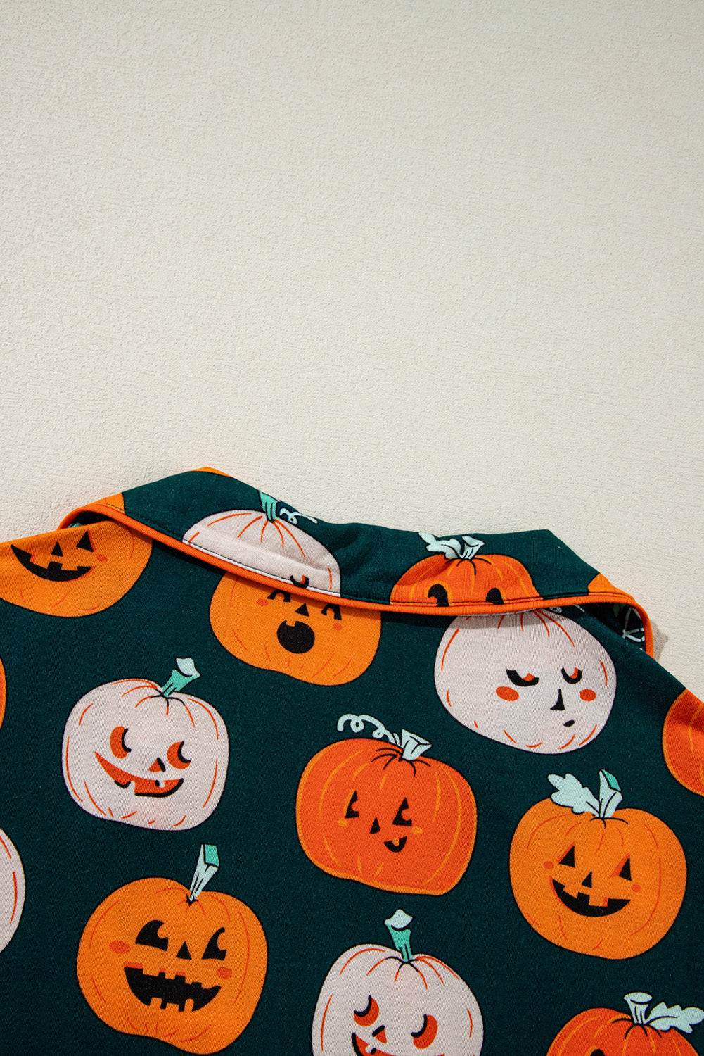 Orange Halloween Pattern Short Sleeve Shirt Pajama Set