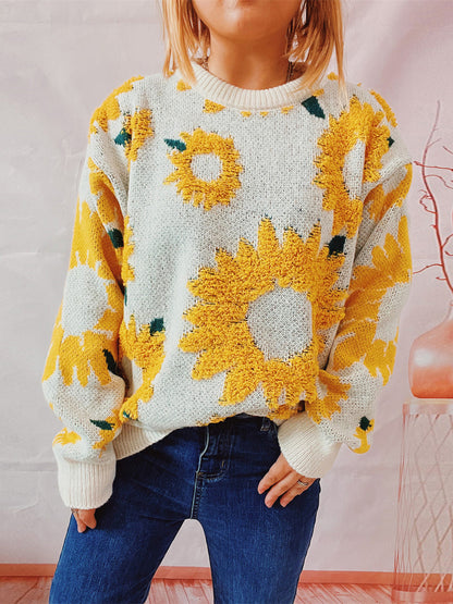 Sunflower Dropped Shoulder Long Sleeve Sweater Banana Yellow