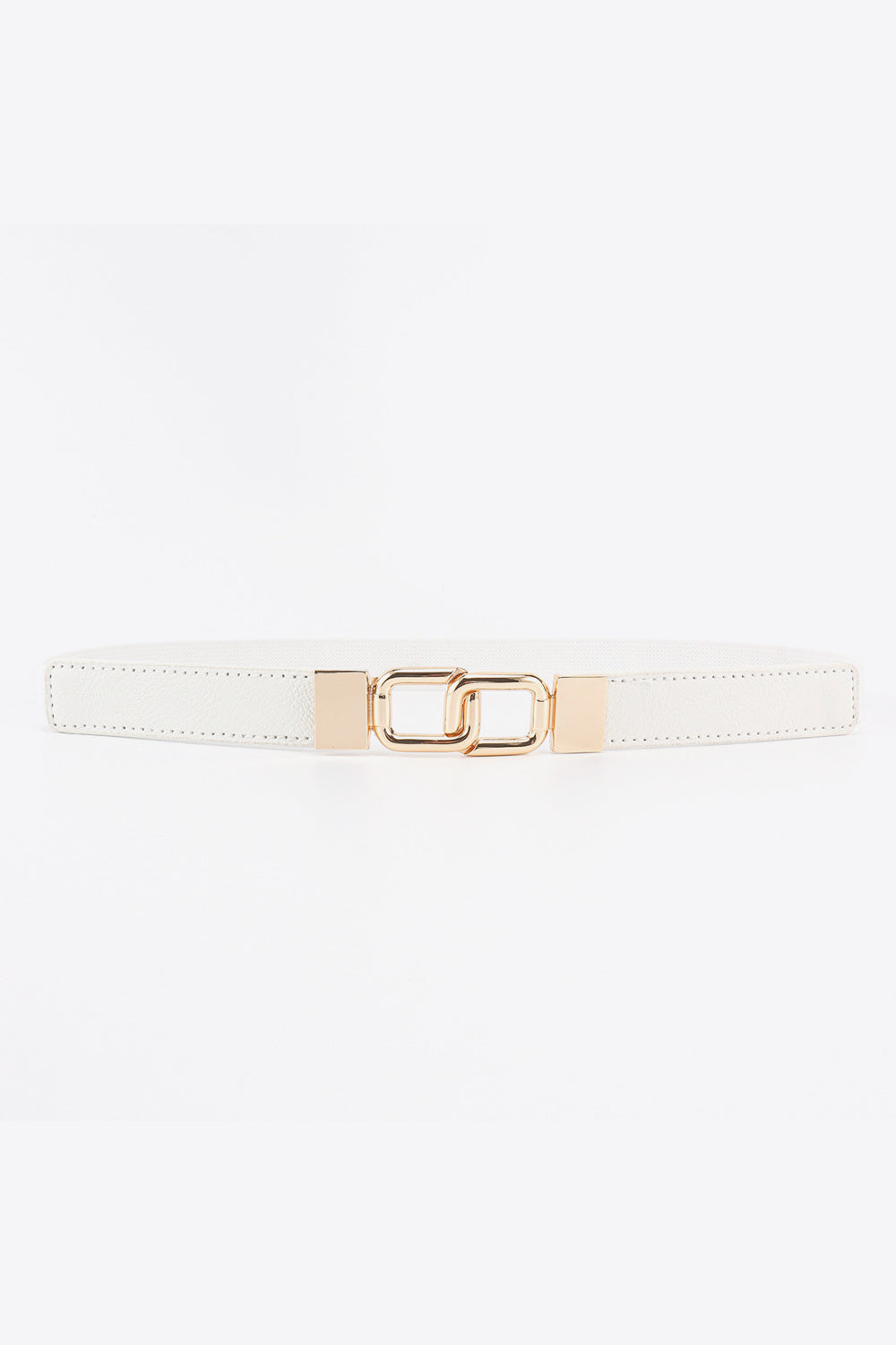 Geometric Double Buckle Elastic Belt White One Size