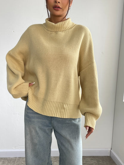 Turtleneck Dropped Shoulder Sweater Chartreuse