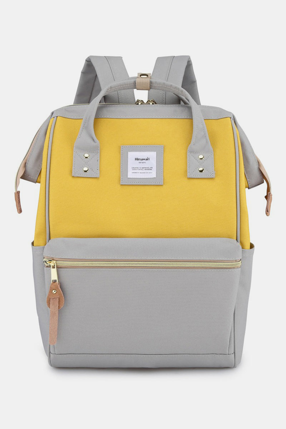 Himawari Waterproof Canvas Backpack Bag with Side Pockets Lemon Grey One Size