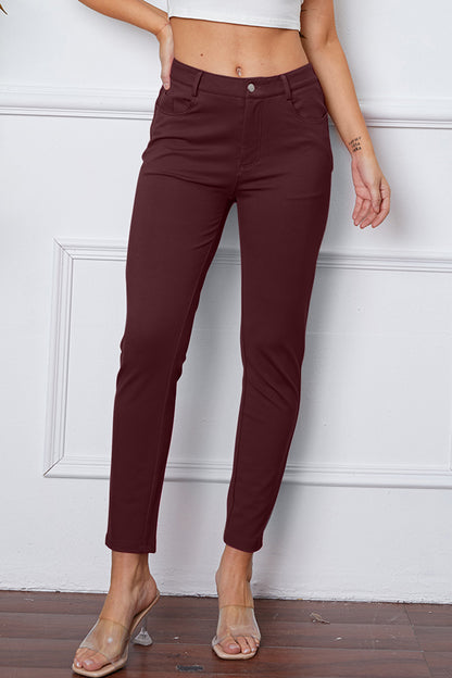 StretchyStitch Pants by Basic Bae Burgundy