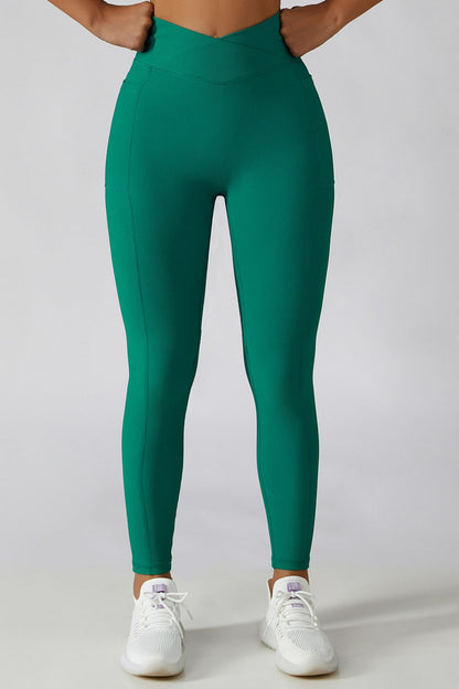 Basic Bae Crossover Waist Active Leggings Green