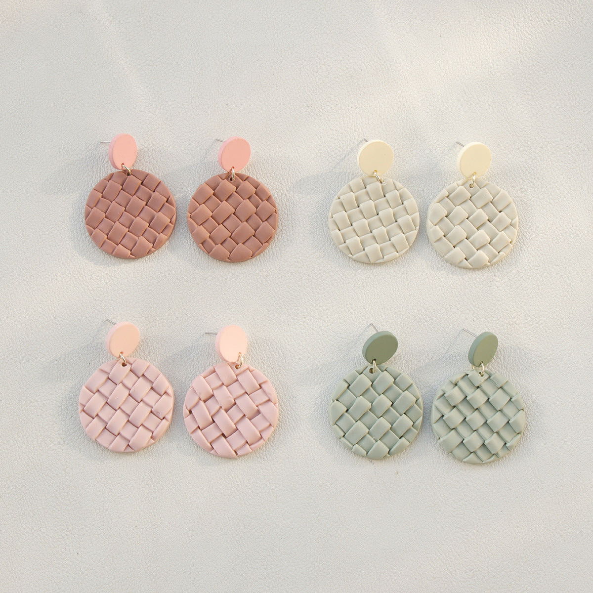 Soft Pottery Round Braided Earrings