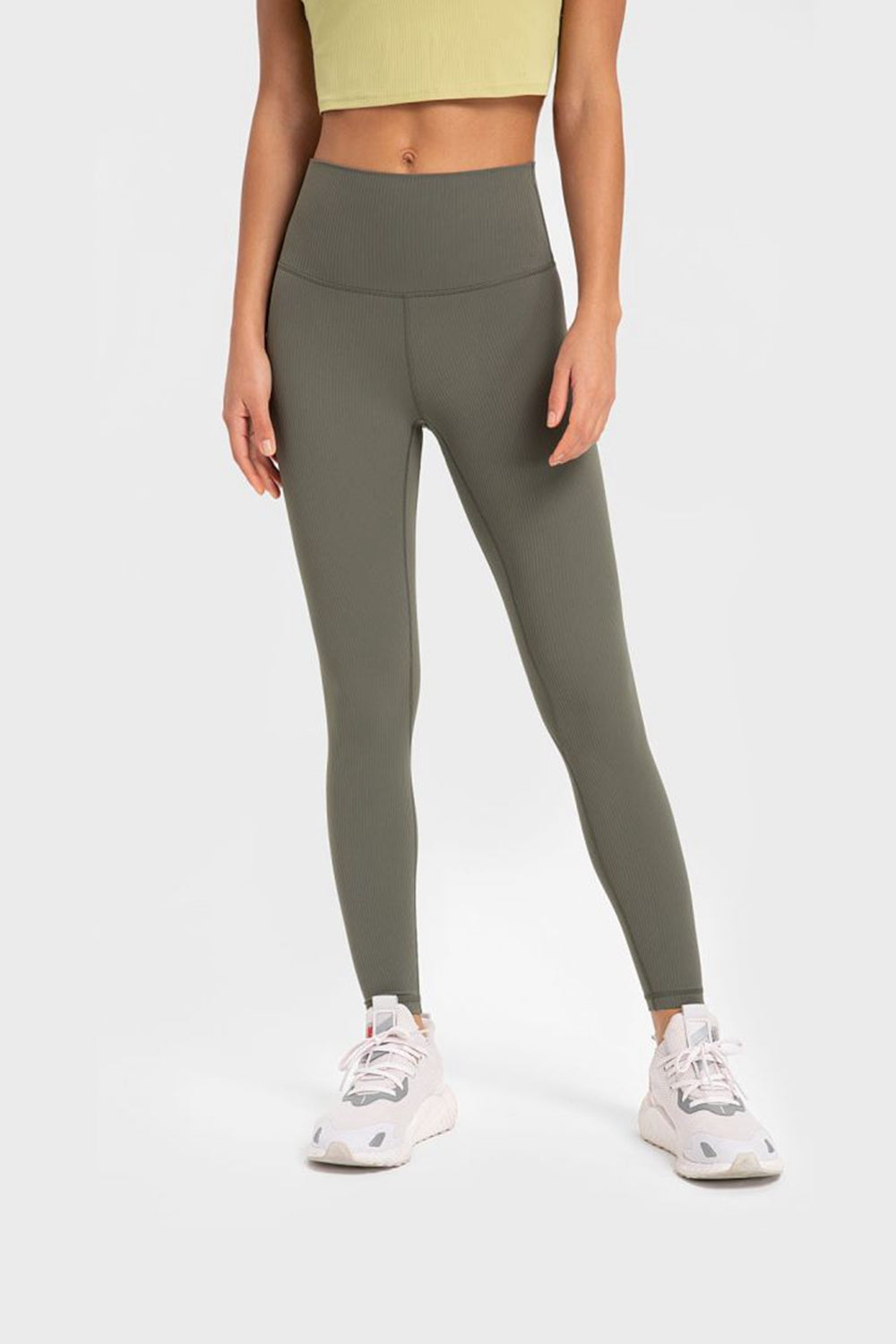 Highly Stretchy Wide Waistband Yoga Leggings Green