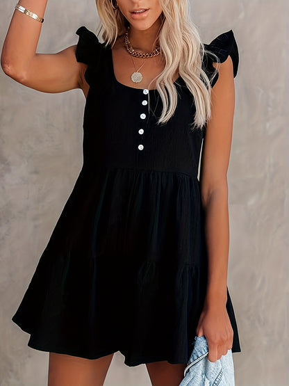 Full Size Ruffled Scoop Neck Sleeveless Romper Black