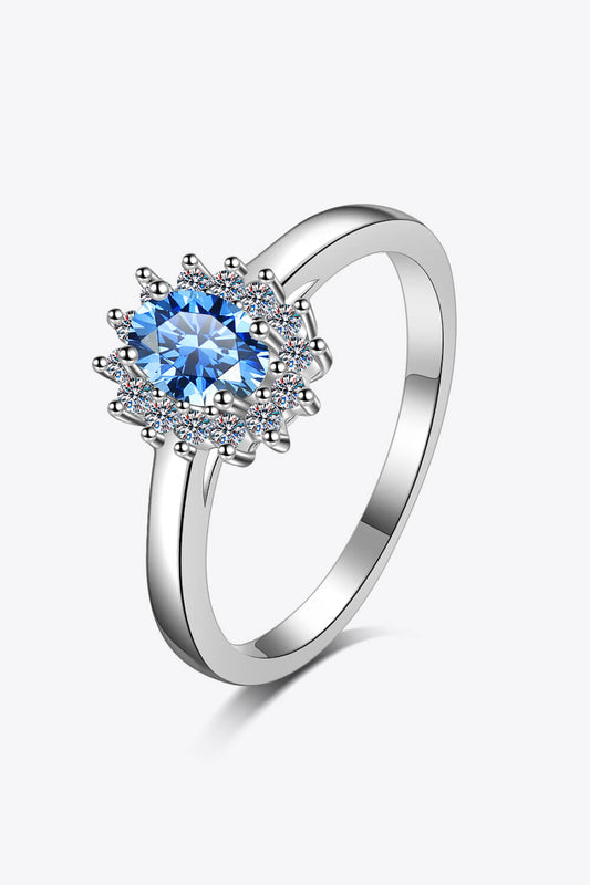 Adored On My Own Moissanite Ring Blue