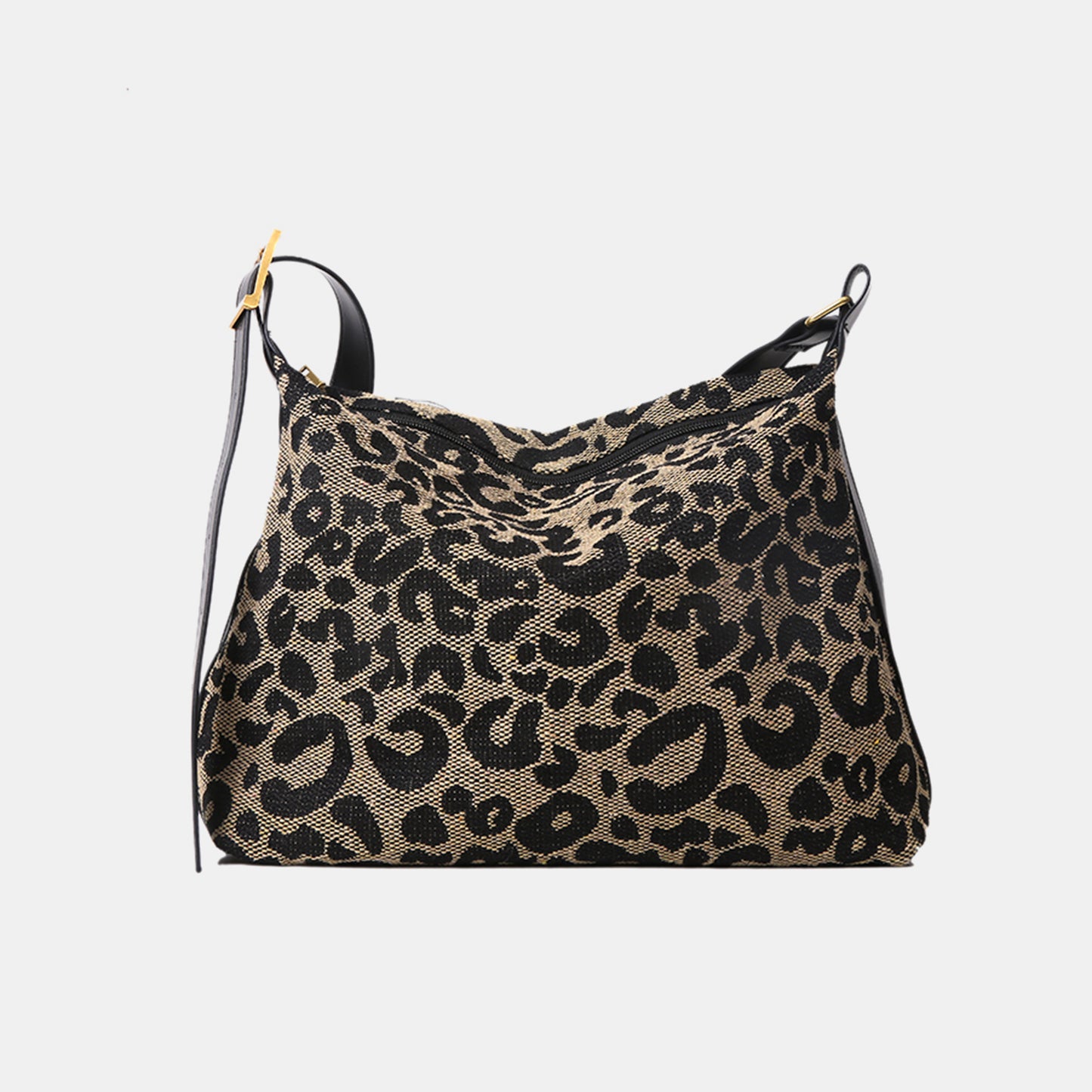 PU Leather Leopard Shoulder Bag Black One Size