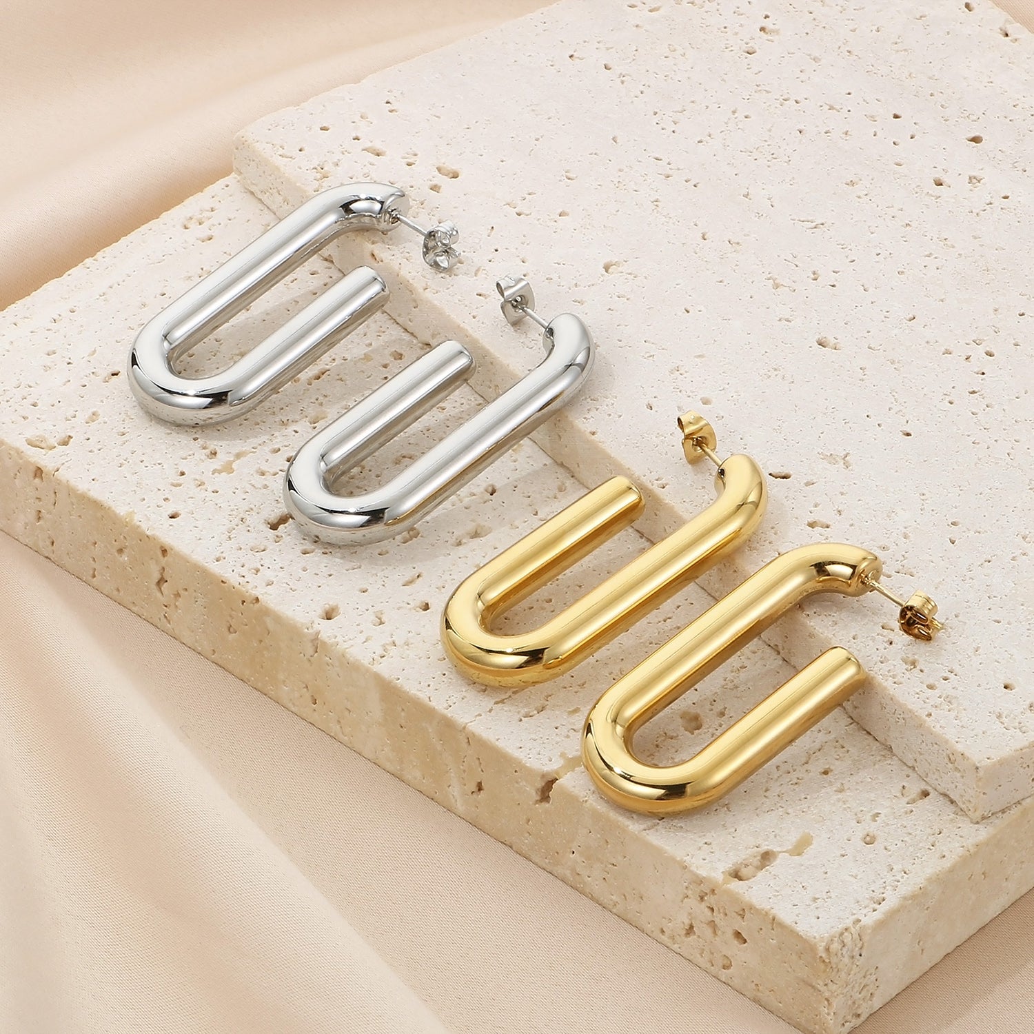 Stainless Steel Hinged Hoop Earrings - Thandynie