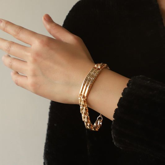 Gold-Plated Alloy Chain Bracelet Gold One Size