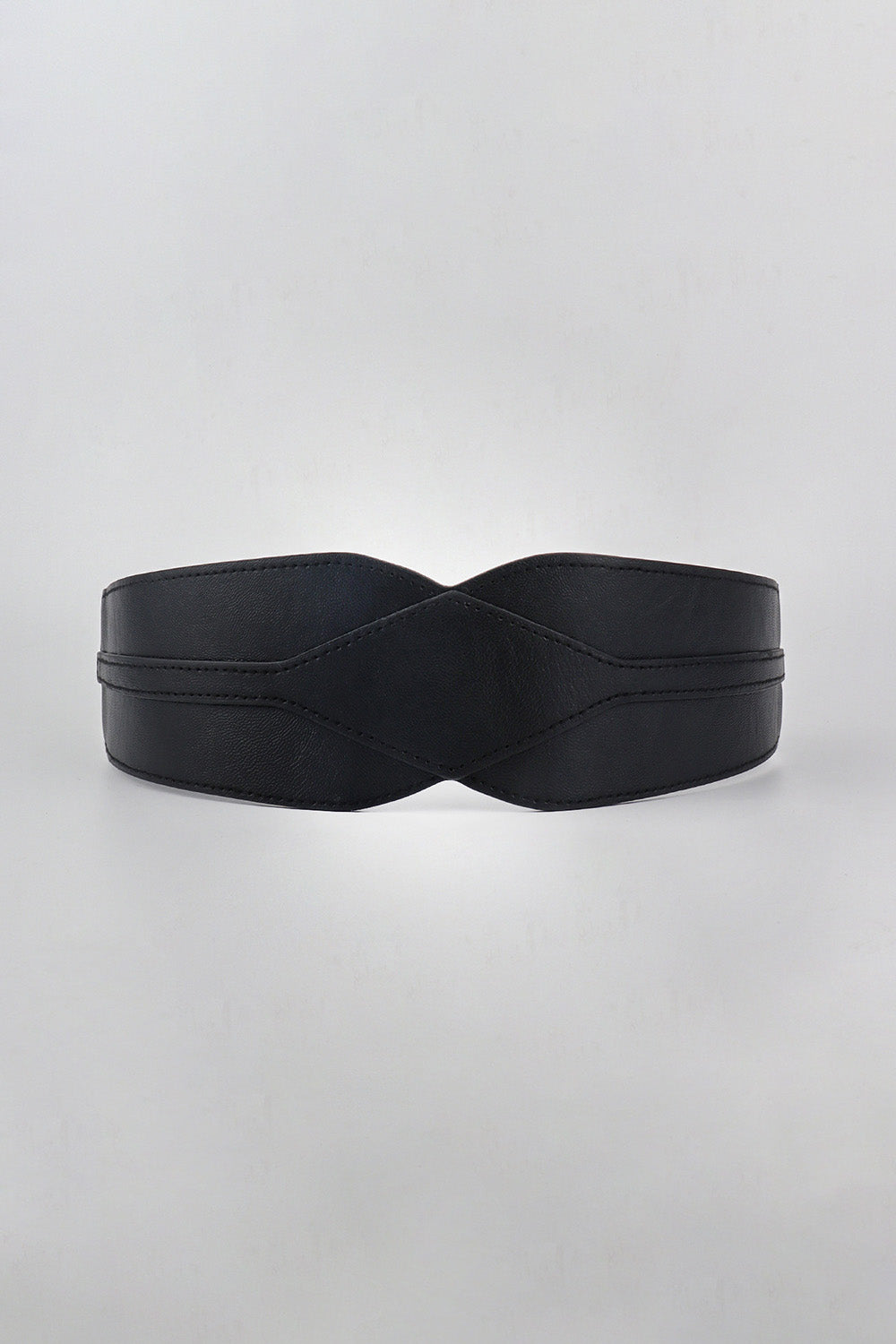 Elastic Wide PU Belt Black One Size