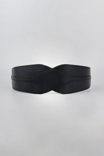 Elastic Wide PU Belt Black One Size