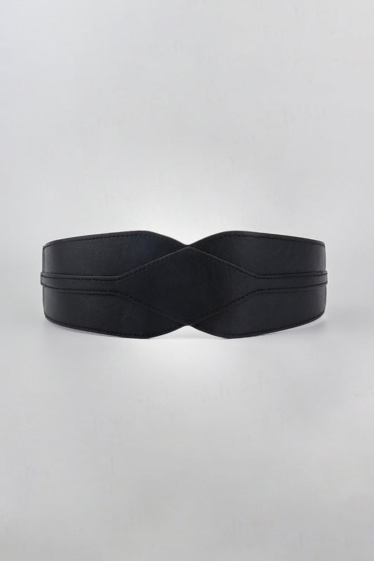 Elastic Wide PU Belt Black One Size