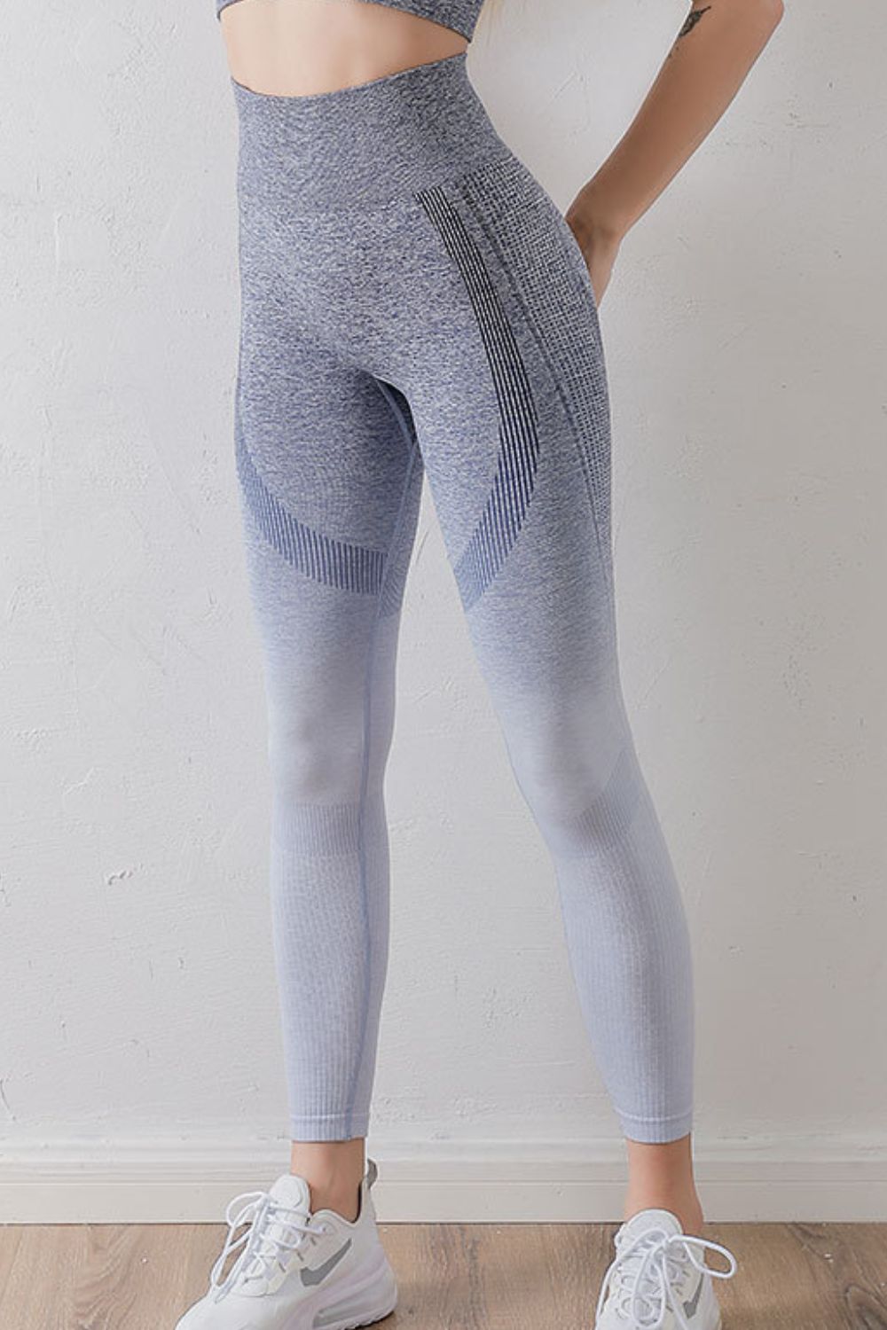 Gradient High Waist Sports Leggings Grey Blue