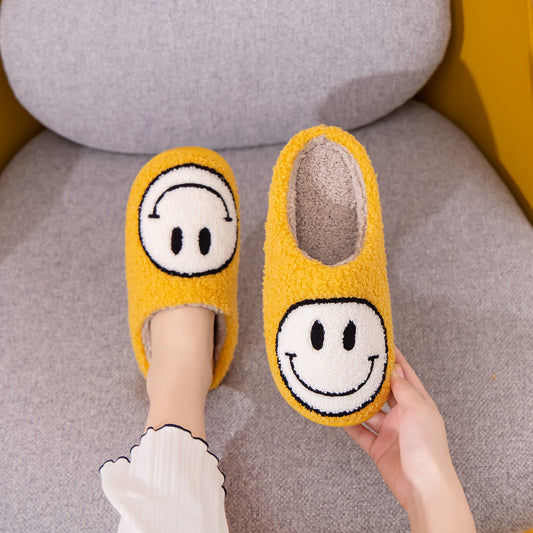 Melody Smiley Face Slippers YELLOW WHITE