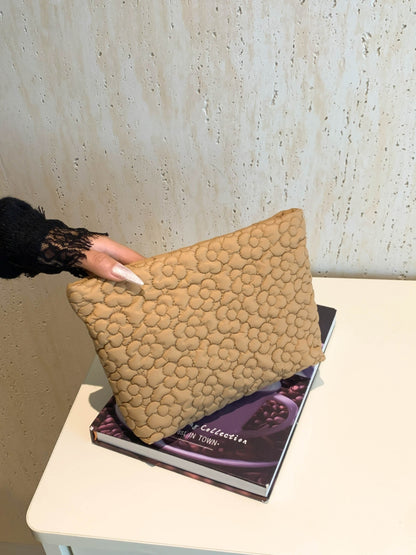 Flower Texture Polyester Clutch Caramel One Size