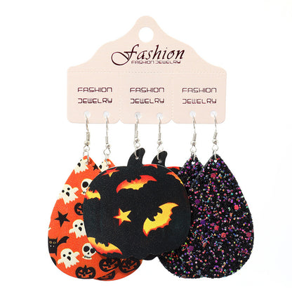 Teardrop Shape Halloween Theme Dangle Earrings Style D One Size