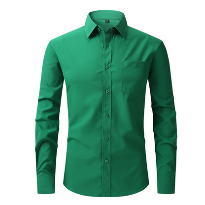 Men's Business Casual Long Sleeve Shirt W715 grass green