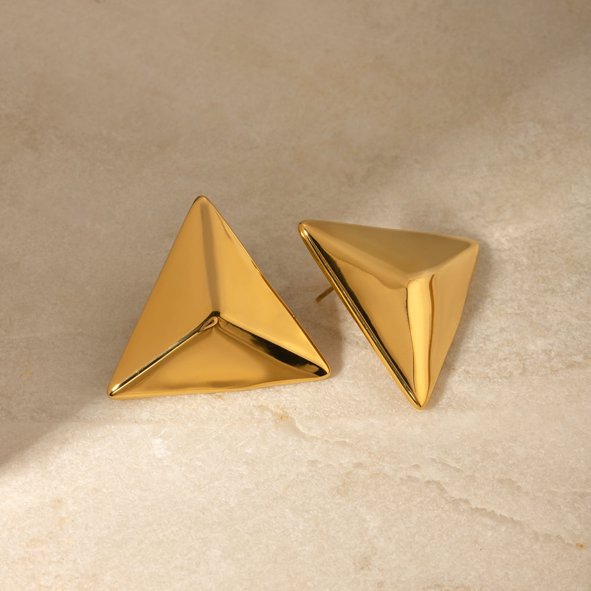 Stainless Steel 3D Triangle Earrings - Thandynie