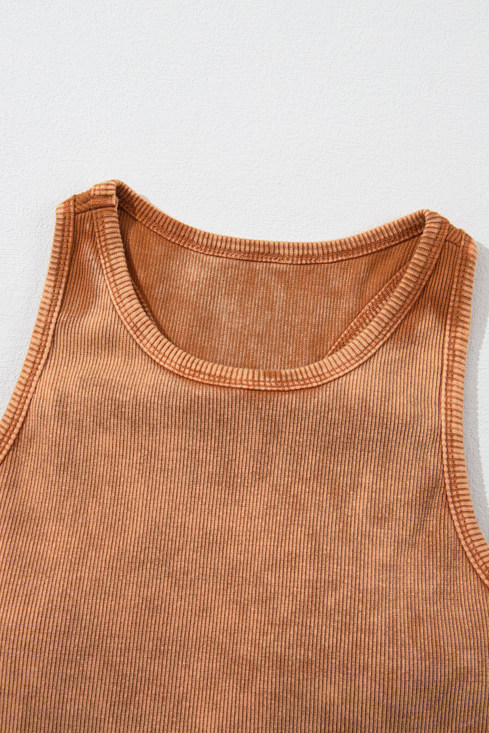 Gold Flame Ribbed Mineral Wash Racerback Cropped Tank Top