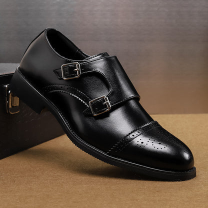 Low-Top Leather Shoes | Fashion British Style Business Formal Wear Casual Men's Shoes Black