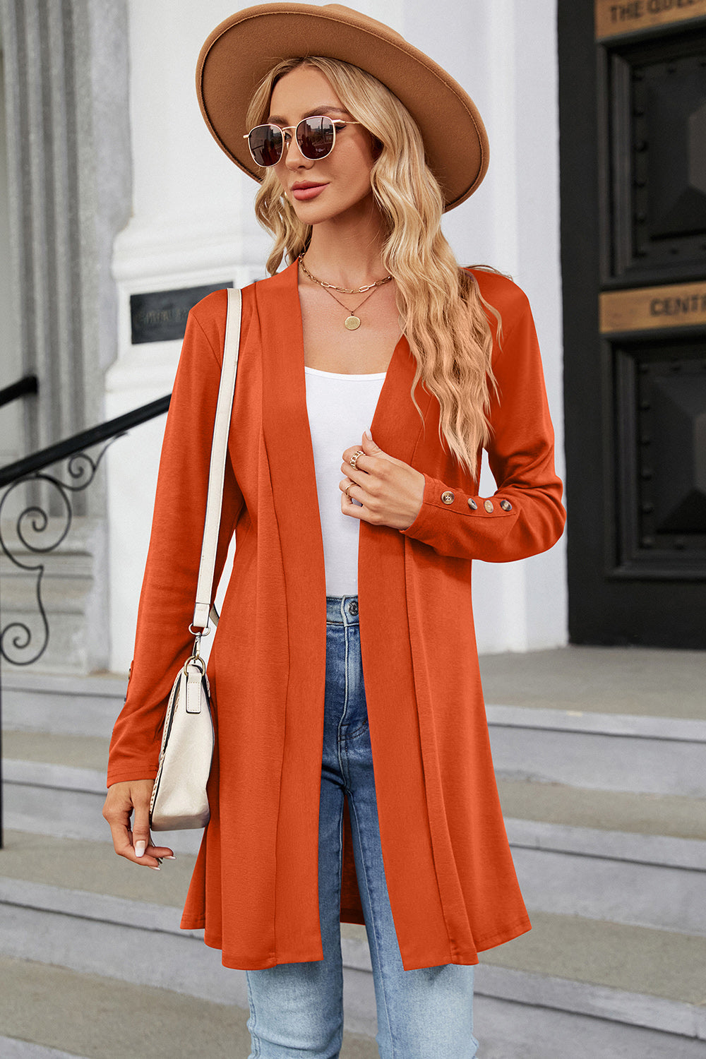 Open Front Long Sleeve Cardigan - Thandynie