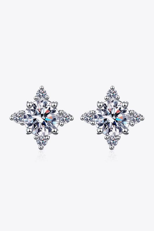 Four Leaf Clover 2 Carat Moissanite Stud Earrings Silver One Size