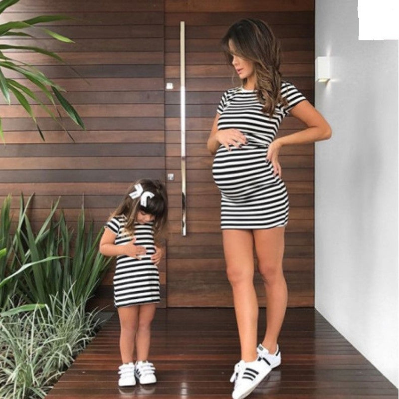 Striped parent-child dress Stripe