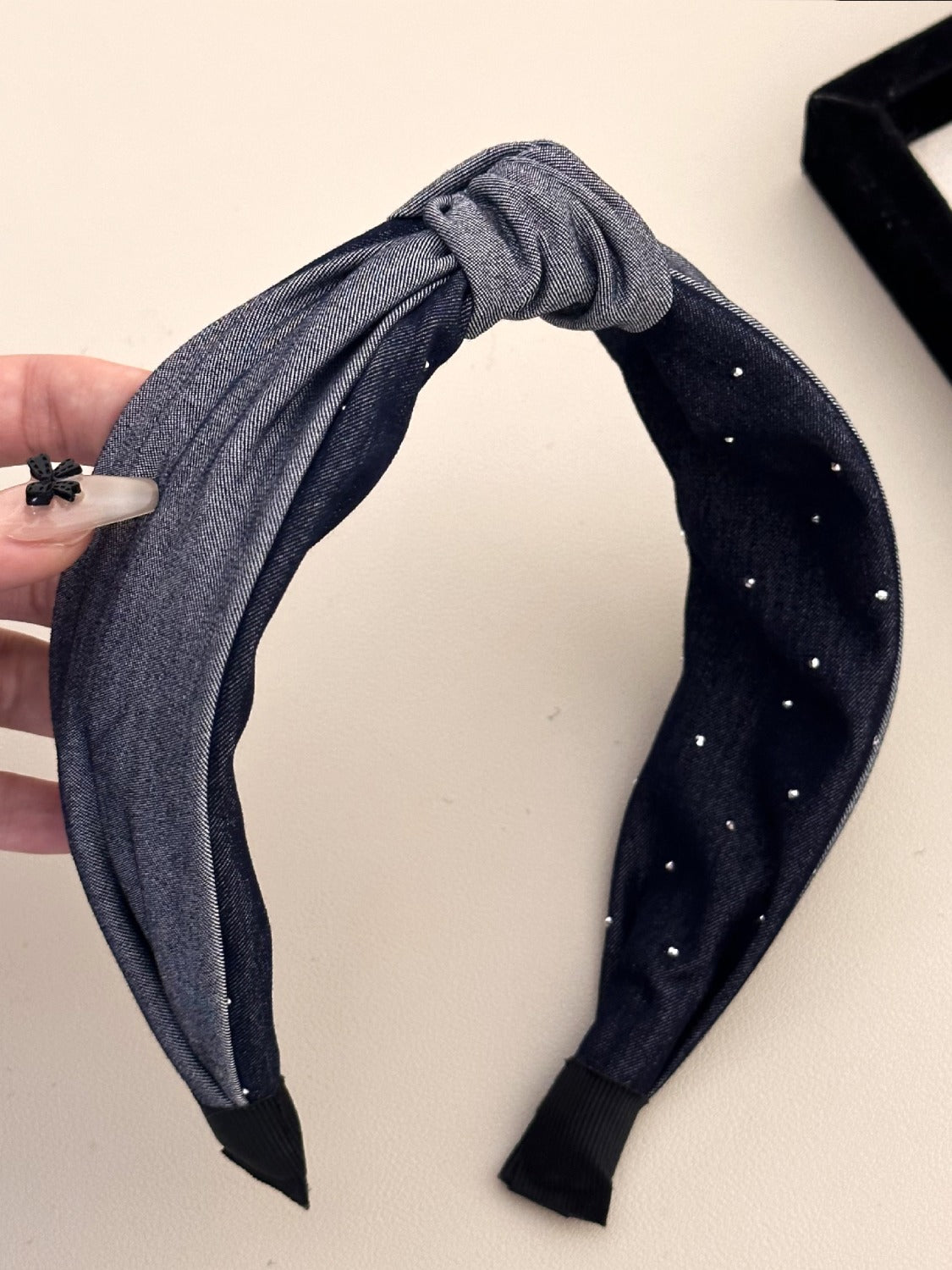 Knotted Polyester Wide Headband Dark Gray One Size