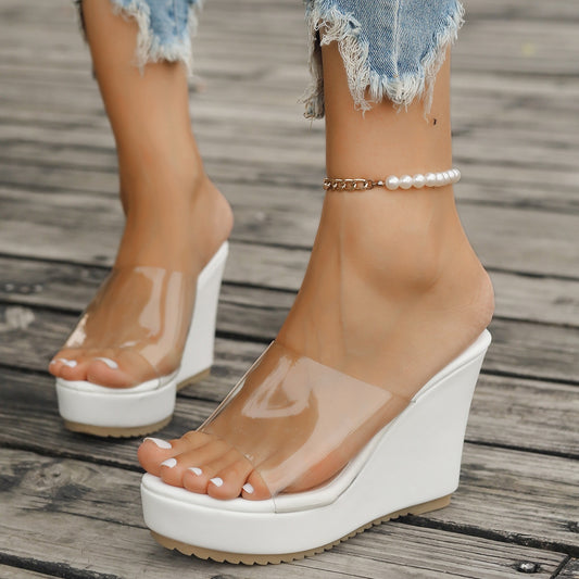 Open Toe Wedge Sandals White