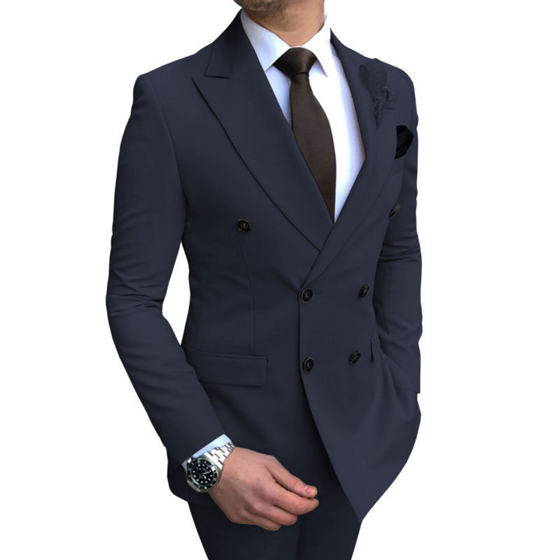 European And American Casual Suit Two-piece Set Navy Blue