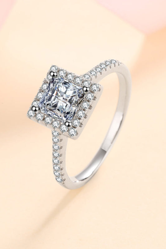Sterling Silver Square Moissanite Ring - Thandynie