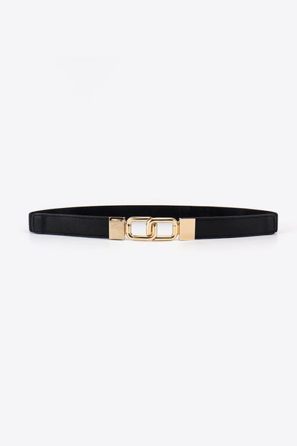 Geometric Double Buckle Elastic Belt Black One Size