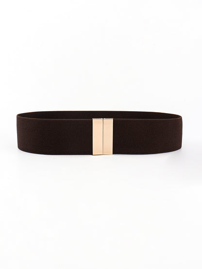 Alloy Buckle Elastic Belt Chocolate One Size