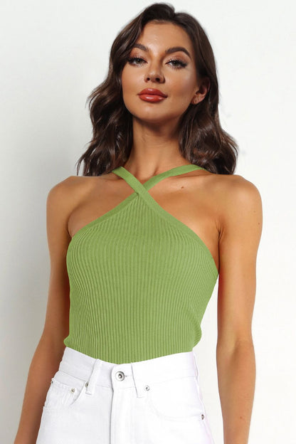 Ribbed Cami Top Yellow-Green