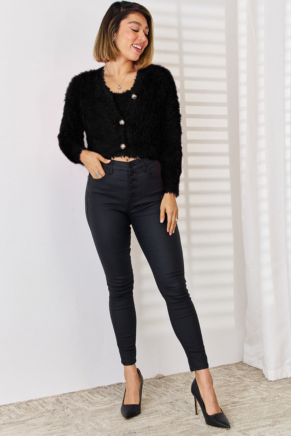 Scoop Neck Vest and Cardigan Sweater Set - Thandynie