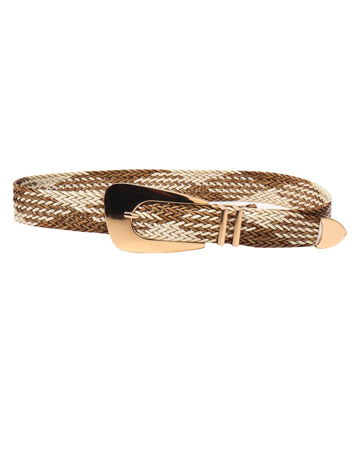 Irregular Buckle Braid Belt Camel One Size