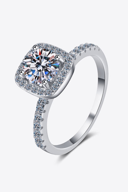 2 Carat Moissanite Square Halo Ring Silver