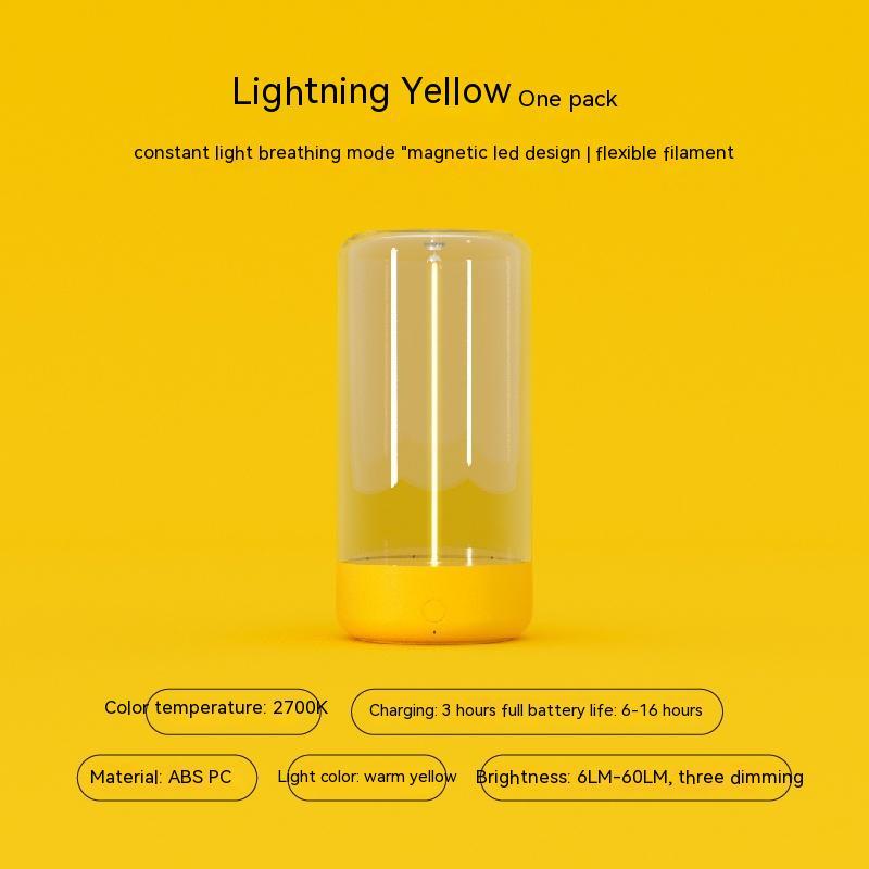 New LED Camping Light Type-c Rechargeable Portable Night Light With High Transparency And Anti Drop Creative Atmosphere Light Yellow USB