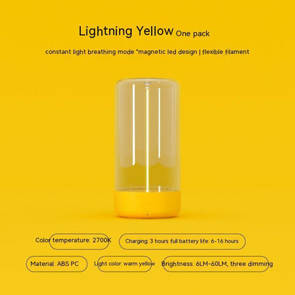 New LED Camping Light Type-c Rechargeable Portable Night Light With High Transparency And Anti Drop Creative Atmosphere Light Yellow USB