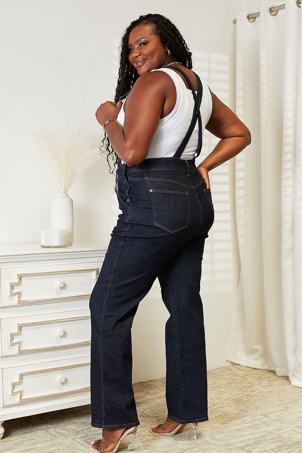 Judy Blue Full Size High Waist Stretch Denim Overalls with Pockets – Vintage Style & Modern Comfort